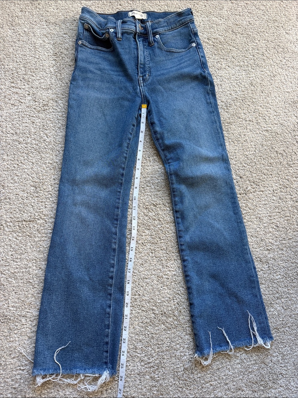 Madewell Blue High-Rise Flare Jeans with Frayed Hem - Picture 6 of 6